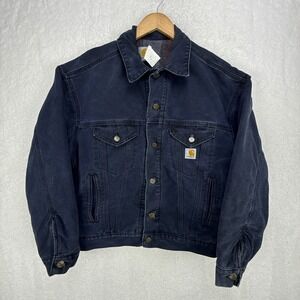 Carhartt Trucker Jacket Blanket Lined Mens Medium JB183 Indigo Blue